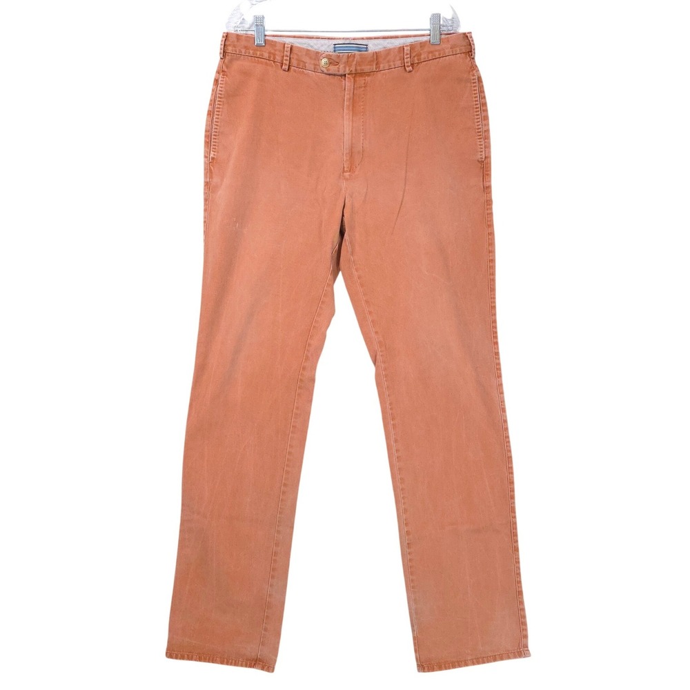 Peter Millar Pima Cotton Chino Pants Mens 35x35 Straight Leg Orange Preppy